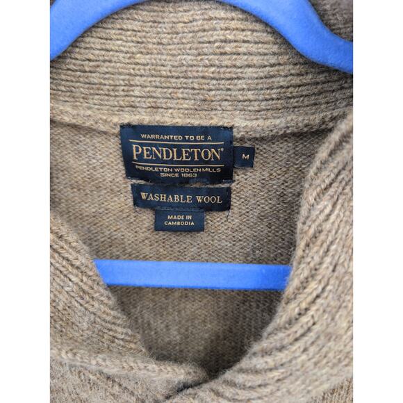 Pendleton 100% Shetland Wool Shawl Neck Sweater Brown Size M - Picture 2 of 6